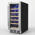 Single Zone Wine Cooler Built for Precision Storage, 15 Inch Width, 30 Bottle Capacity, UV-Resistant Glass