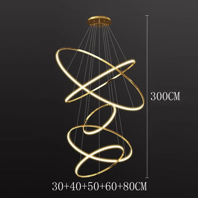 Modern Black Gold Aluminum Staircase Pendant Light