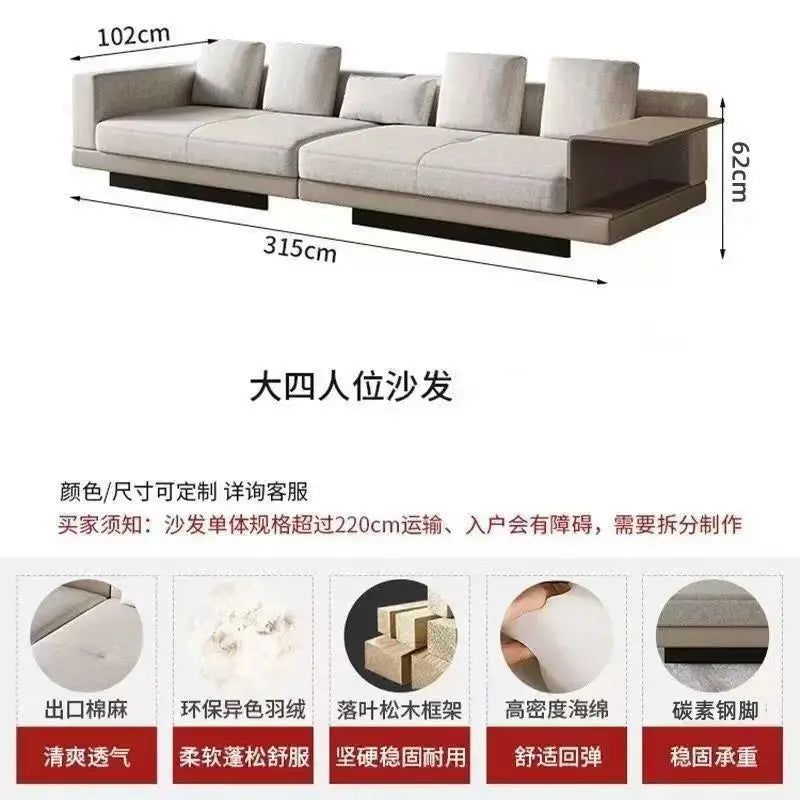 Cotton Linen L-Shape Sectional Sofa – Italian-Style Floor Seating with Removable Covers