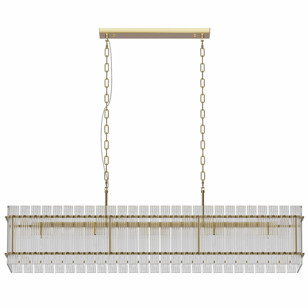 Modern Rectangular Crystal Glass 10-Light Chandelier