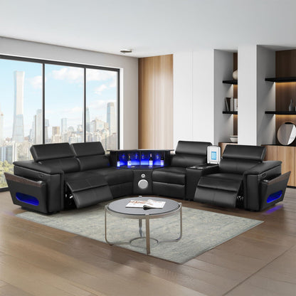 Nova - Sectional With Bluetooth Speaker, LED And Lifting Wine Cabinet