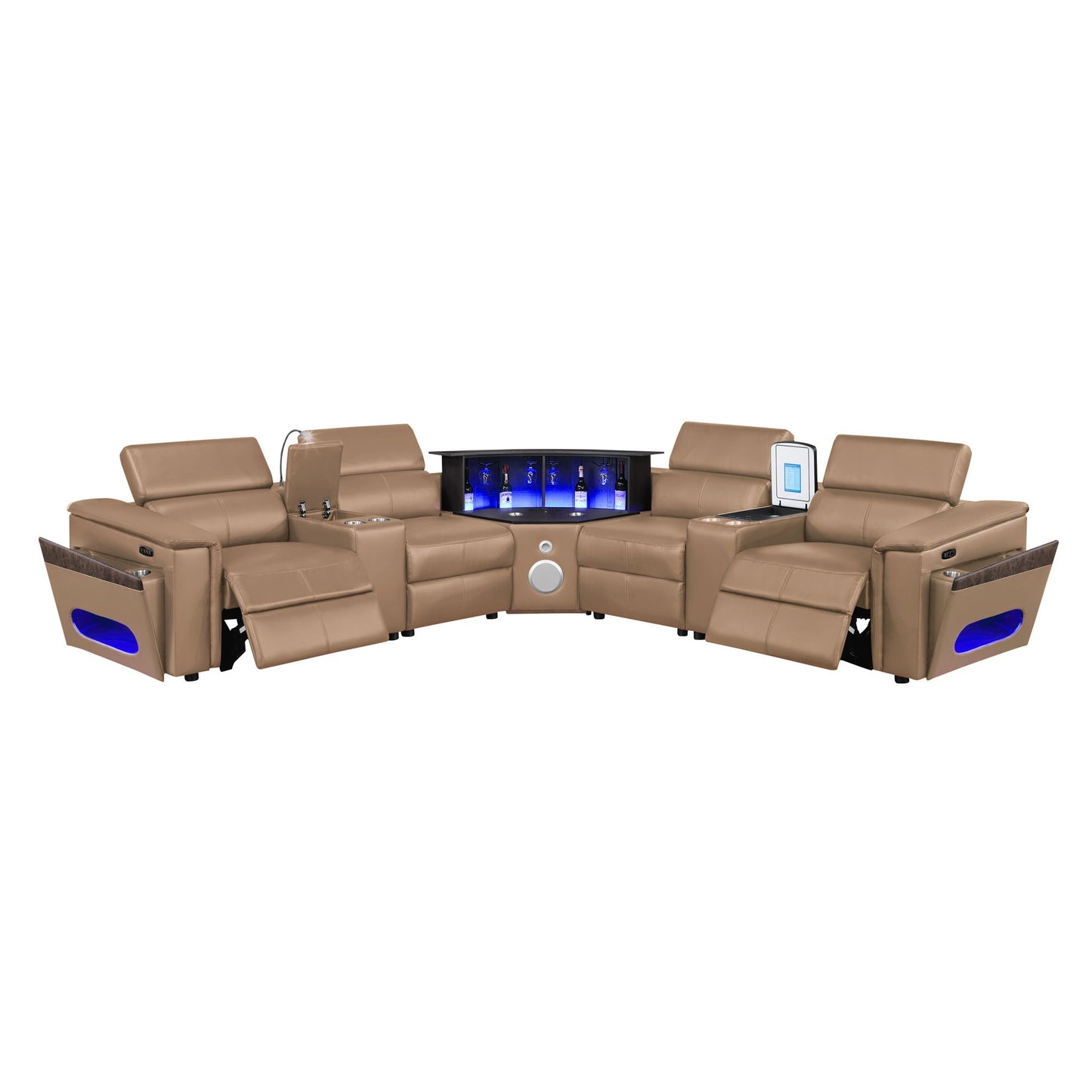Nova - Sectional With Bluetooth Speaker, LED And Lifting Wine Cabinet