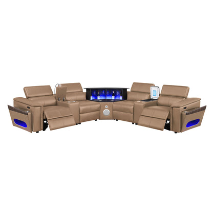 Nova - Sectional With Bluetooth Speaker, LED And Lifting Wine Cabinet