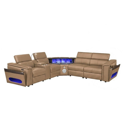 Nova - Sectional With Bluetooth Speaker, LED And Lifting Wine Cabinet
