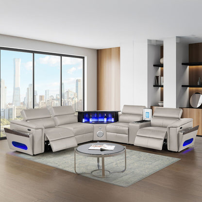 Nova - Sectional With Bluetooth Speaker, LED And Lifting Wine Cabinet
