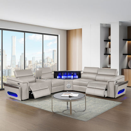 Nova - Sectional With Bluetooth Speaker, LED And Lifting Wine Cabinet