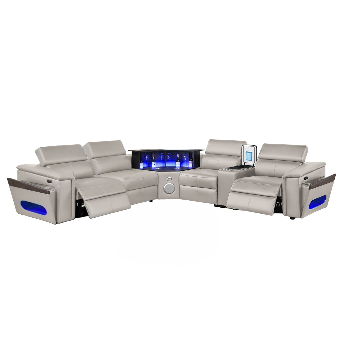 Nova - Sectional With Bluetooth Speaker, LED And Lifting Wine Cabinet
