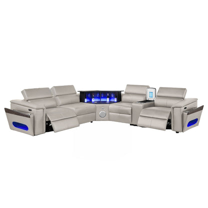 Nova - Sectional With Bluetooth Speaker, LED And Lifting Wine Cabinet