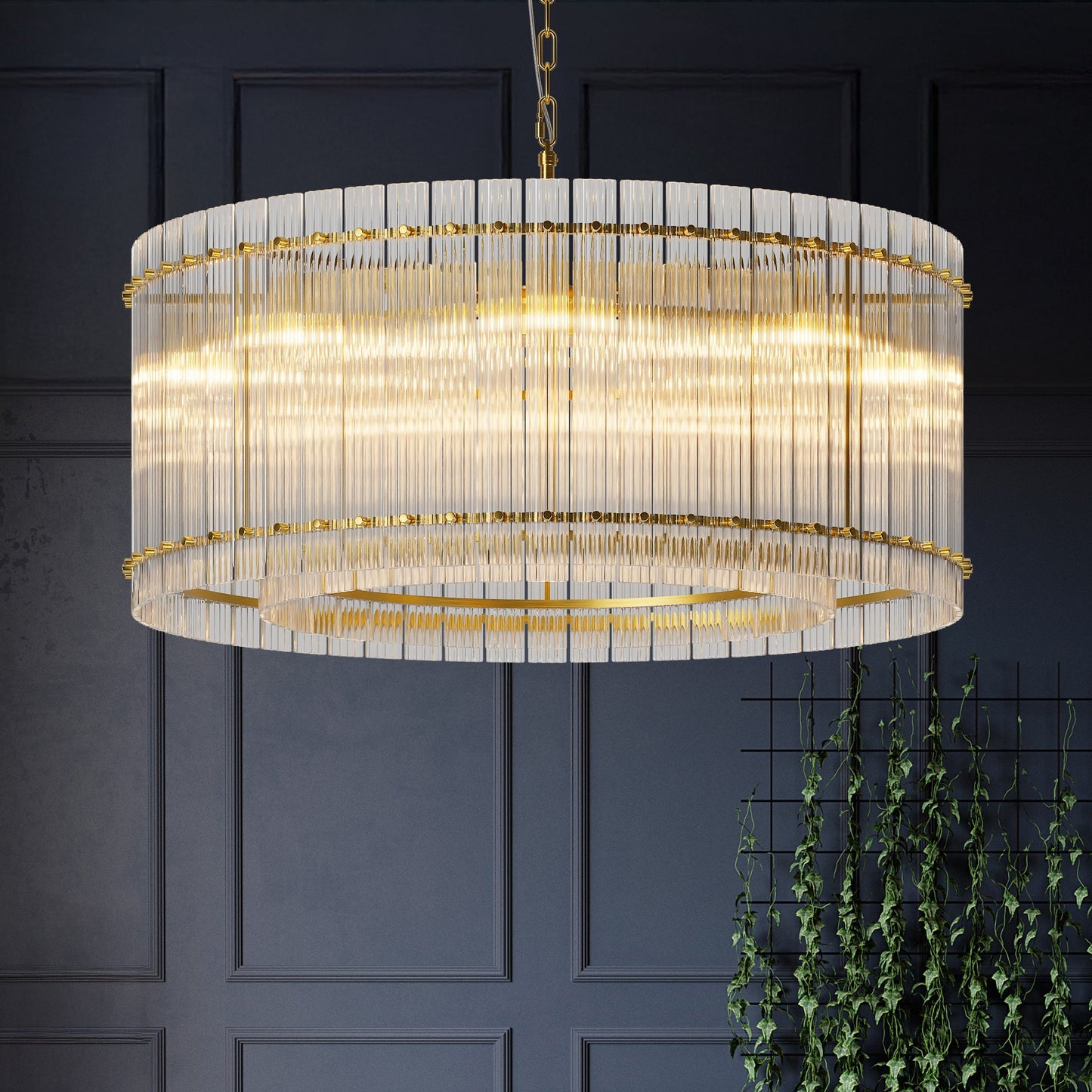 37" Modern Gold Round 8-Light Crystal Chandelier