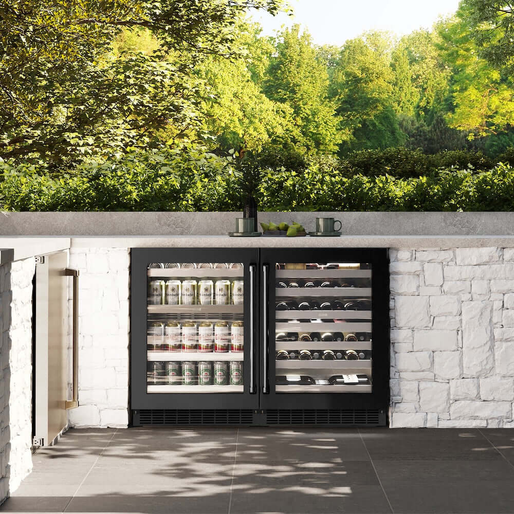 ZLINE 24" Touchstone Dual Zone 44 Bottle Wine Cooler Black Stainless Steel Glass Door RWDO-BS-24