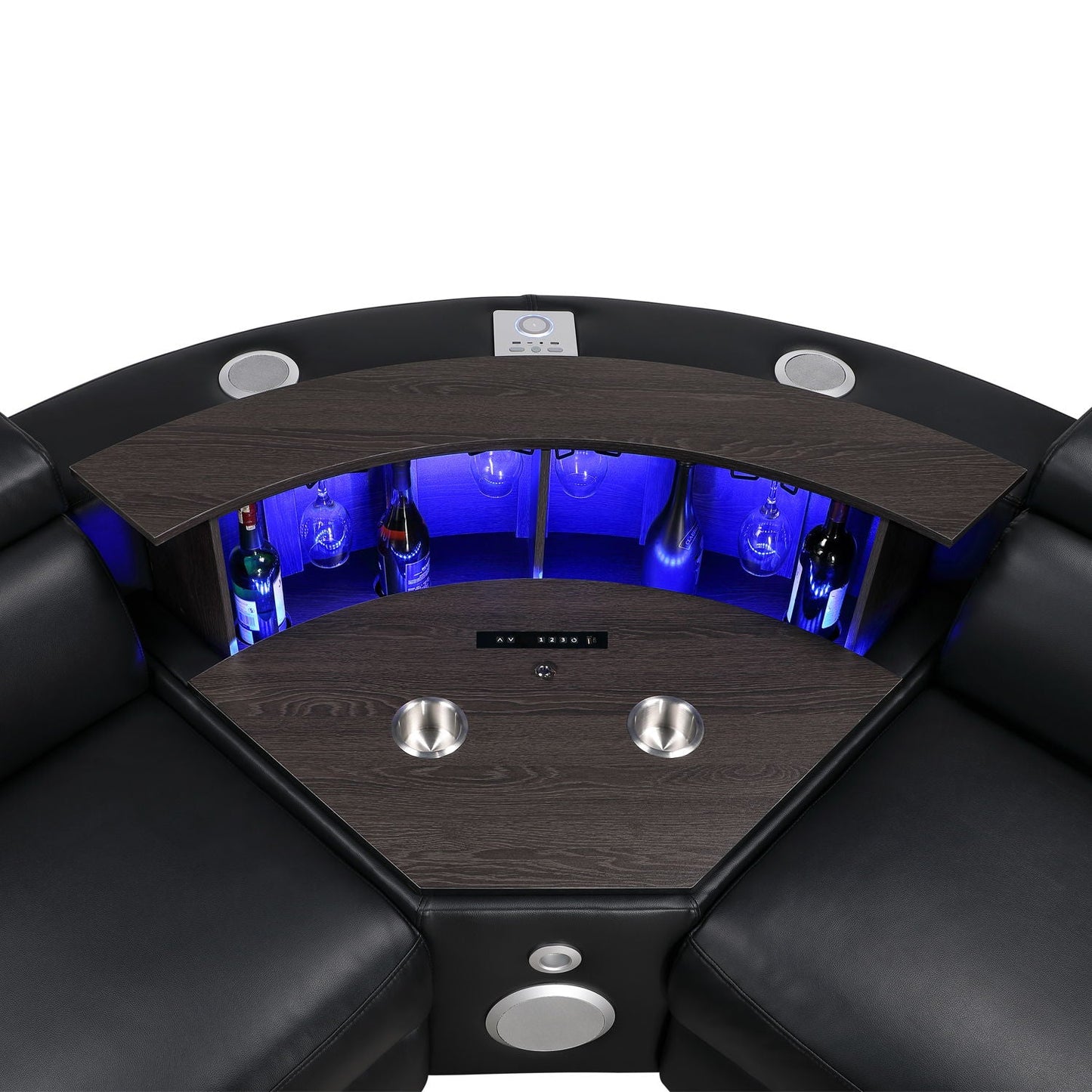 Nova - Sectional With Bluetooth Speaker, LED And Lifting Wine Cabinet
