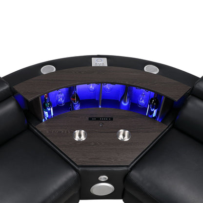Nova - Sectional With Bluetooth Speaker, LED And Lifting Wine Cabinet