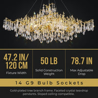 14-Lights Gold Luxury Crystal Linear Chandelier, Modern Tree Branch Chandelier for Dinning Room, Kitchen, Living Room — Results & Stats