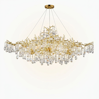 14-Lights Gold Luxury Crystal Linear Chandelier, Modern Tree Branch Chandelier for Dinning Room, Kitchen, Living Room — Studio Shot
