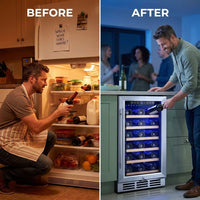 15 In. Single Zone 30-Wine Bottles Beverage and Wine Cooler Wine Cooler in Black — Before & After