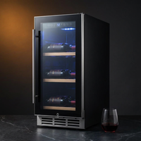 15 In. Single Zone 30-Wine Bottles Beverage and Wine Cooler Wine Cooler in Black — Studio Shot