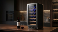 15 In. Single Zone 30-Wine Bottles Beverage and Wine Cooler Wine Cooler in Black — Lifestyle
