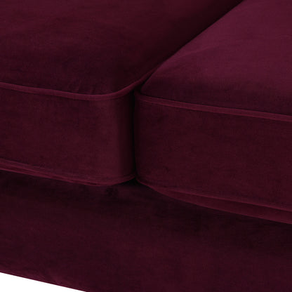 Jack 84" Modern Tuxedo Tufted Sofa, Burgundy Velvet