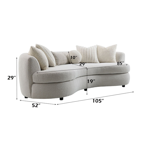 Iniko Boucle Sofa With Toss Pillows - Beige