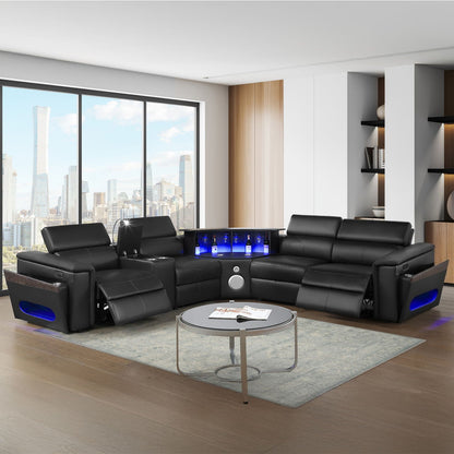 Nova - Sectional With Bluetooth Speaker, LED And Lifting Wine Cabinet
