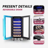 15 In. Single Zone 30-Wine Bottles Beverage and Wine Cooler Wine Cooler in Black