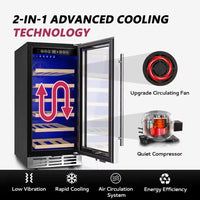 15 In. Single Zone 30-Wine Bottles Beverage and Wine Cooler Wine Cooler in Black