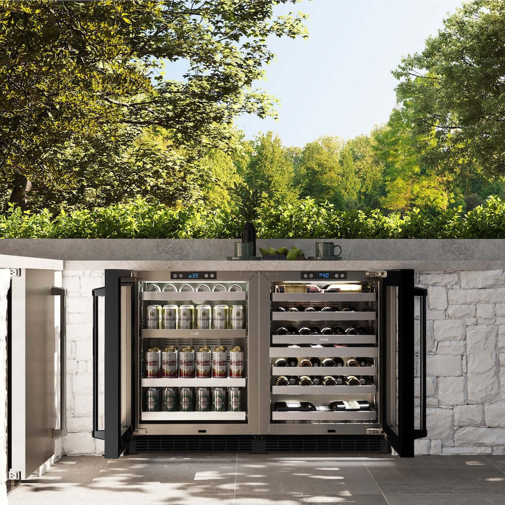 ZLINE 24" Touchstone Dual Zone 44 Bottle Wine Cooler Black Stainless Steel Glass Door RWDO-BS-24