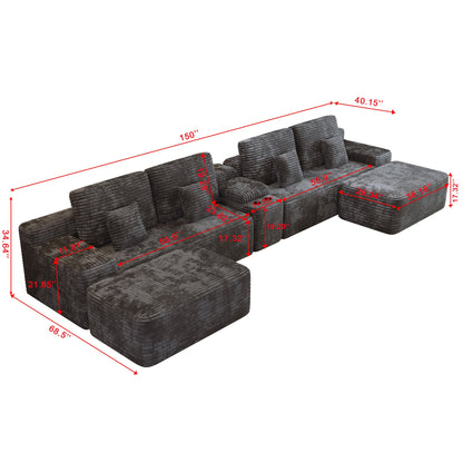 The Grand 150" Modular Sectional with Ottomans