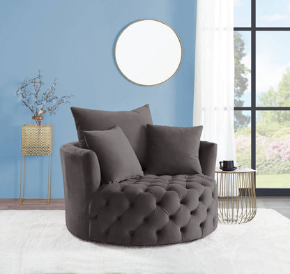 Zunyas Velvet Accent Chair With Swivel