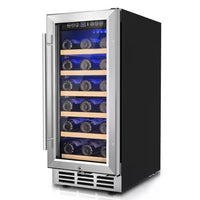 15 In. Single Zone 30-Wine Bottles Beverage and Wine Cooler Wine Cooler in Black