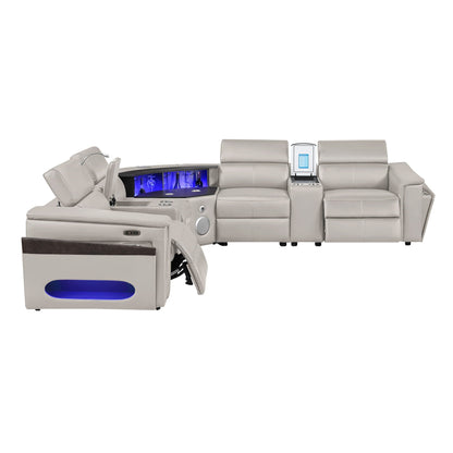 Nova - Sectional With Bluetooth Speaker, LED And Lifting Wine Cabinet