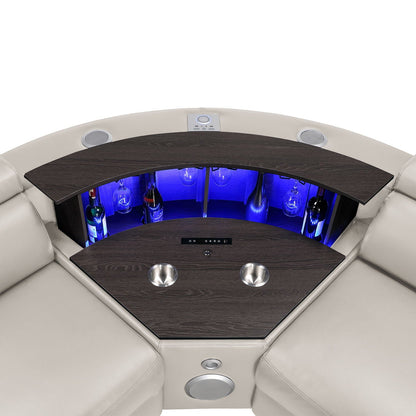 Nova - Sectional With Bluetooth Speaker, LED And Lifting Wine Cabinet