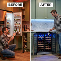 36 Bottle 24 In. Built-In French Door Dual Zone Wine Cooler — Before & After