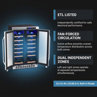 36 Bottle 24 In. Built-In French Door Dual Zone Wine Cooler — Results & Stats