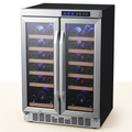 Built-In Dual Zone Wine Cooler Designed for 36 Bottles, French Door Access, Two Temperature Zones, 24 Inch Width