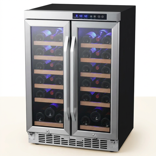 36 Bottle 24 In. Built-In French Door Dual Zone Wine Cooler — Studio Shot