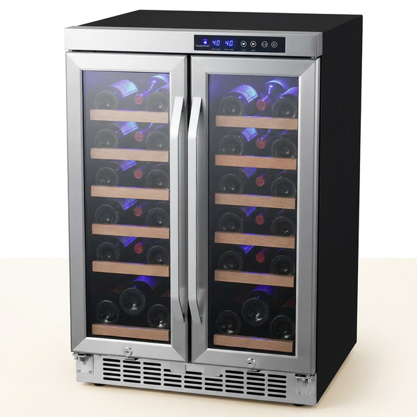 36 Bottle 24 In. Built-In French Door Dual Zone Wine Cooler — Studio Shot