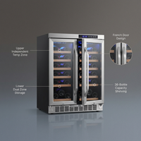 36 Bottle 24 In. Built-In French Door Dual Zone Wine Cooler — infographic