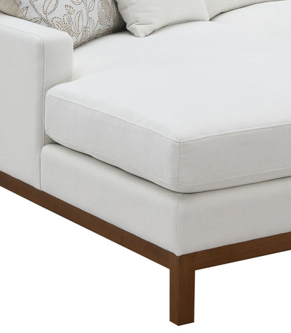 Valiant Chenille Sectional Sofa With 4 Pillows - Ivory
