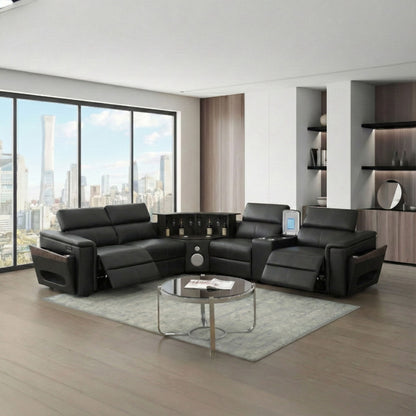 Nova - Sectional With Bluetooth Speaker, LED And Lifting Wine Cabinet