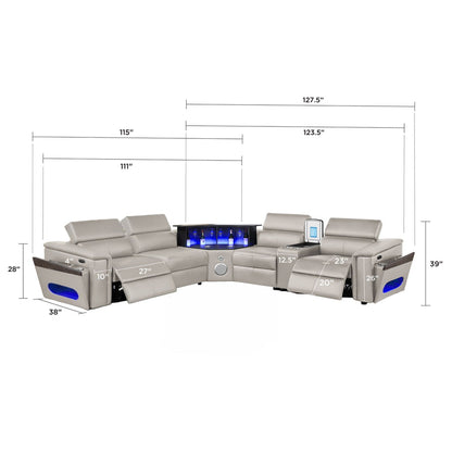 Nova - Sectional With Bluetooth Speaker, LED And Lifting Wine Cabinet