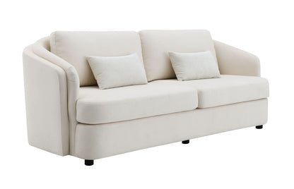 Mariko Beige Linen Sofa with Two Toss Pillows