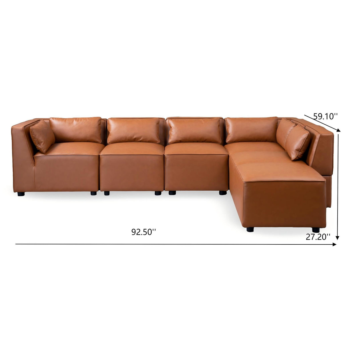 Wexford Cognac Vegan Leather Modular Sofa