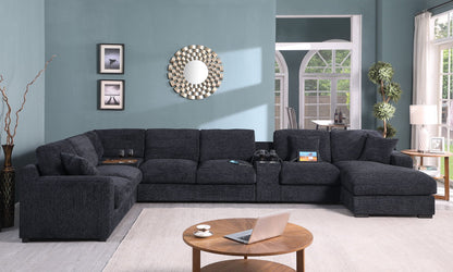 Celine - Fabric Corner Sectional Sofa With Right-Facing Chaise, Cupholders, And Charging Ports