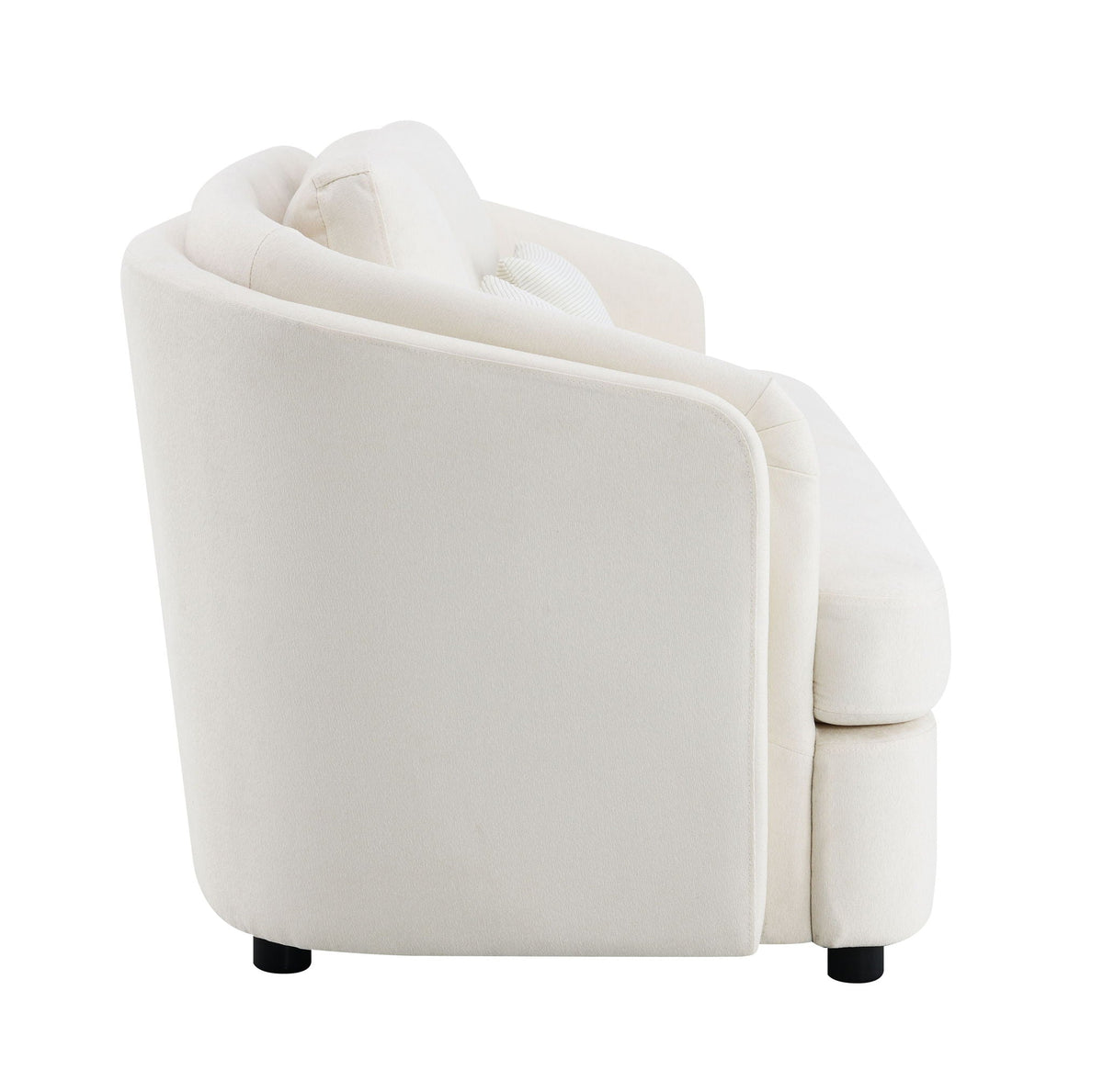 Mariko Beige Linen Sofa with Two Toss Pillows
