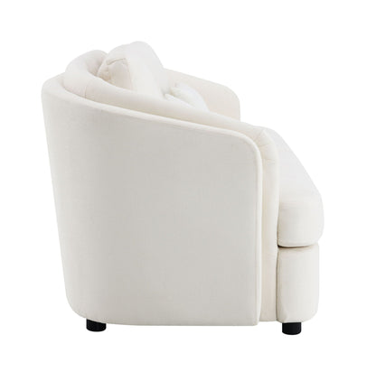 Mariko Beige Linen Sofa with Two Toss Pillows