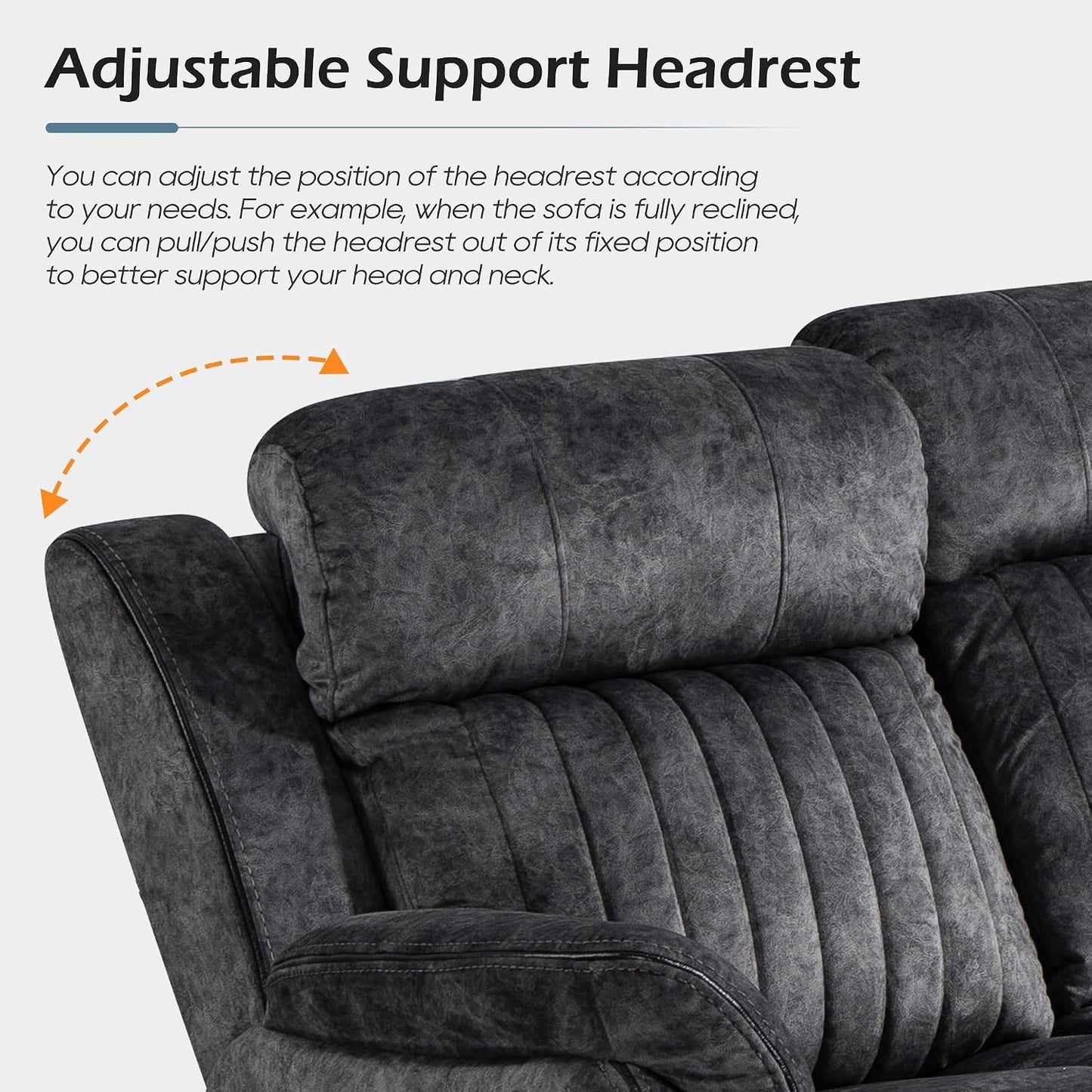 Zero Gravity Reclining Sofa Set, Power Recliner Living Room Set with Adjustable Headrest, Power Reclining Sofa and Loveseat Set with USB Port/Console/Cup Holders for Living Room(Grey)