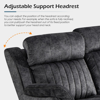 Zero Gravity Reclining Sofa Set, Power Recliner Living Room Set with Adjustable Headrest, Power Reclining Sofa and Loveseat Set with USB Port/Console/Cup Holders for Living Room(Grey)