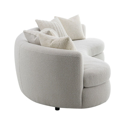 Iniko Boucle Sofa With Toss Pillows - Beige