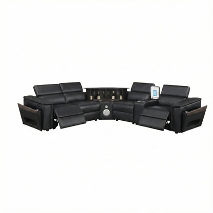 Nova - Sectional With Bluetooth Speaker, LED And Lifting Wine Cabinet